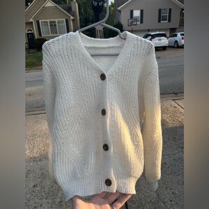 Girls White button down Knit sweater